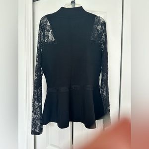 Brand new Black INC Dress sweater with lace sleeves and lace piping waist